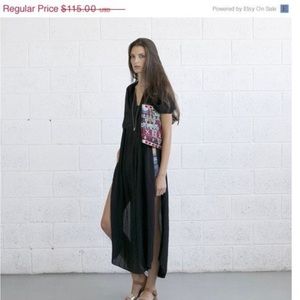 Naftul  Fashion Long Black Kaftan Dress